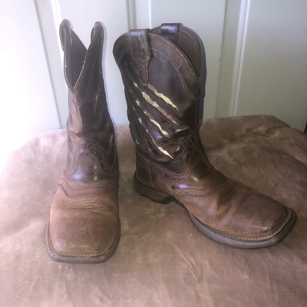 Brothers/Sons American flag scratch leather western boots size 10.5 EE